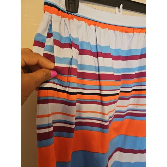 J. Crew Pleated Multi-color Striped A-Line Skirt Women's Size 6‎ - Picture 2 of 8